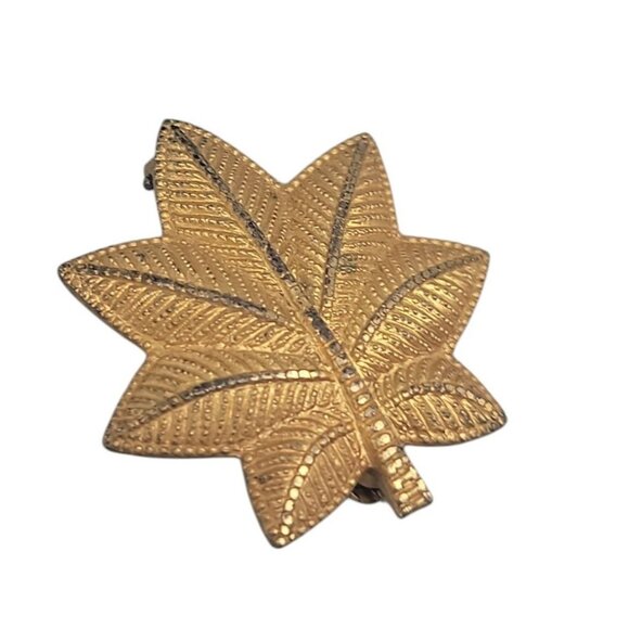 US Army Sterling Silver Oak Shaped Rank Pin Gold Plated over 925 Vintage - Picture 3 of 8